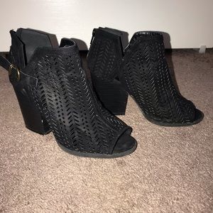 Black Suede Cutout Booties